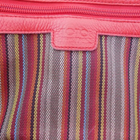 TOTO SHOULDER BAG RED WITH RAINBOW STITCHING & BUTTERFLY EMBELLISHMENT - Picture 8 of 8